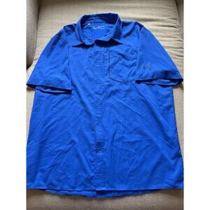 Under Armour HeatGear Men'sXXL Fitted Blue Short SleeveVented Fishing Shirt